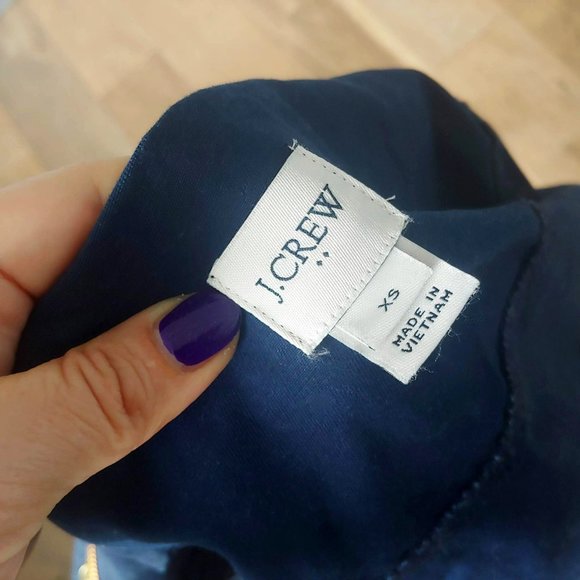 J. Crew Navy Resin-Coated Twill Jacket with Hood - Picture 9 of 15